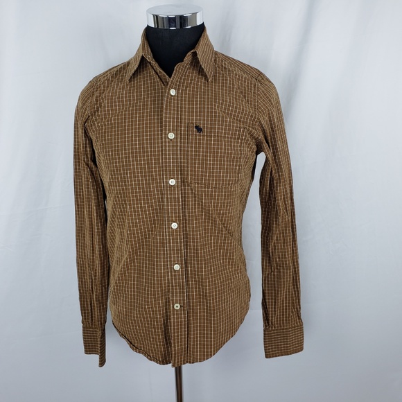 Abercrombie Fitch Mens Small Brown Button Up Shirt - Picture 3 of 8